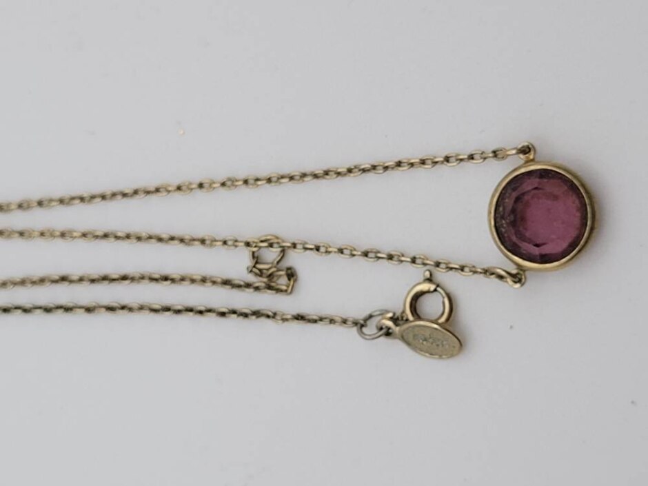 Avon 1/20 14k Gold Filled Necklace 43cm Purple Stone