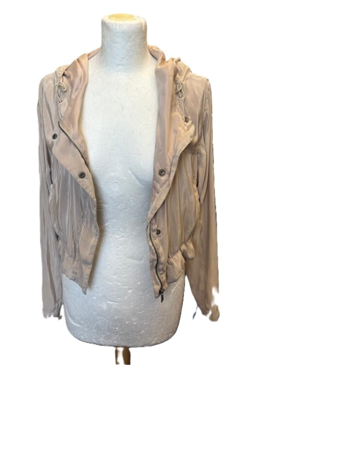 Prada Cropped Hooded Bomber Jacket Beige Size: 8