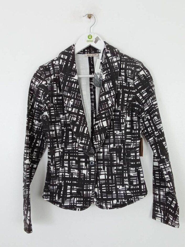 Dkny Jeans Crosshatch Print Blazer Bnwt Black And White Size: Xs