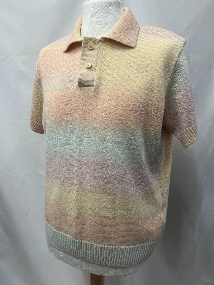 Zara Men's Knitted Ombre Polo Shirt Pastels Size: M