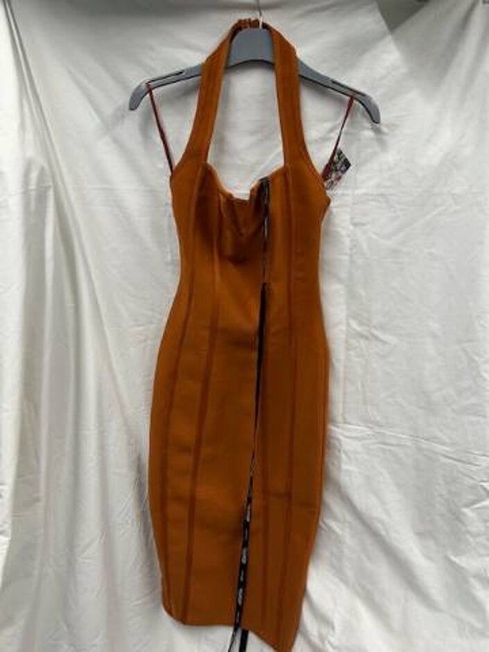 River Island Halter Neck Midi Dress Brown Size: 6