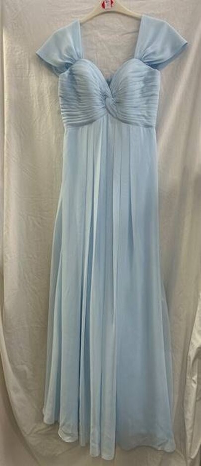 Jj's House Sky Blue Off The Shoulder V-neck Floor-length Chiffon Bridesmaid Dress (b)