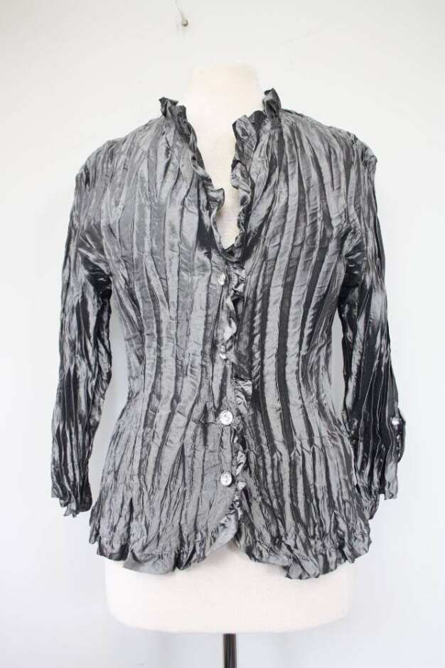 Jaipur Pleated Long Sleeve Blouse Silver Grey Size: Xl