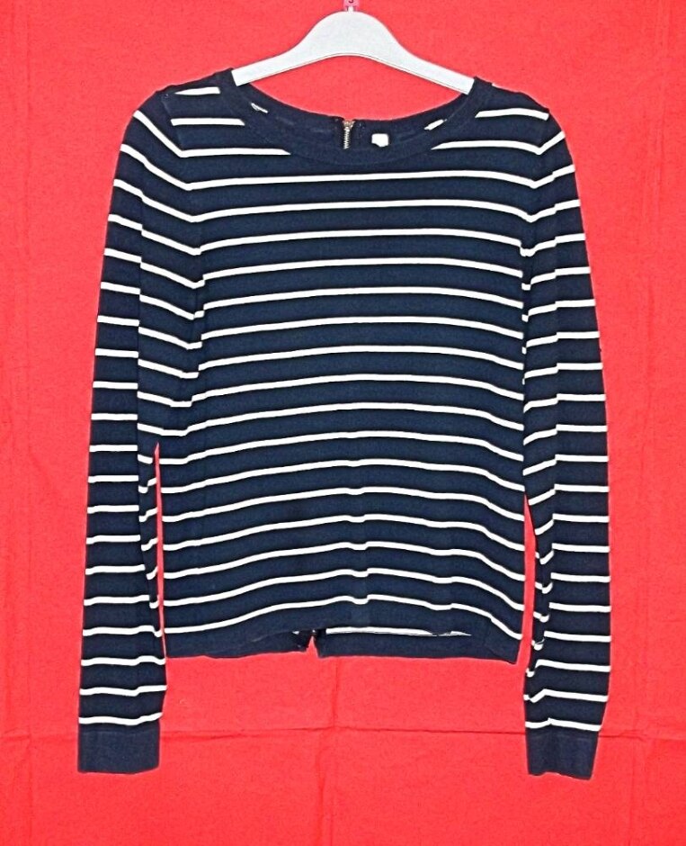 Abercrombie & Fitch Cotton Jumper Navy Stripe Size: S