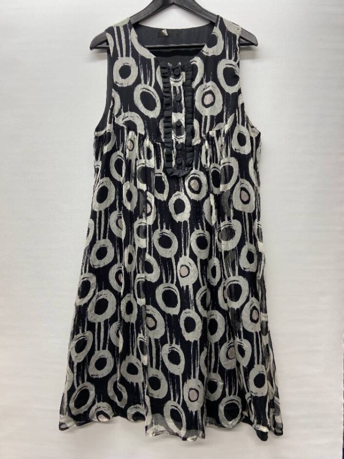Twin Set Simona Barbieri 100% Silk Sleeveless Dress Black Grey Size: Xl