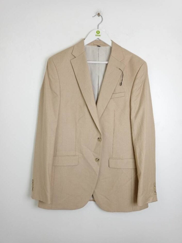 M&s Long Single Breasted Blazer Jacket Beige  Size: 42" Chest