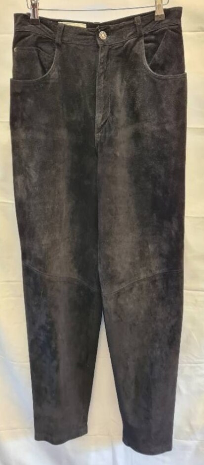 Cedars Suede Leather Trousers Black Size: 12