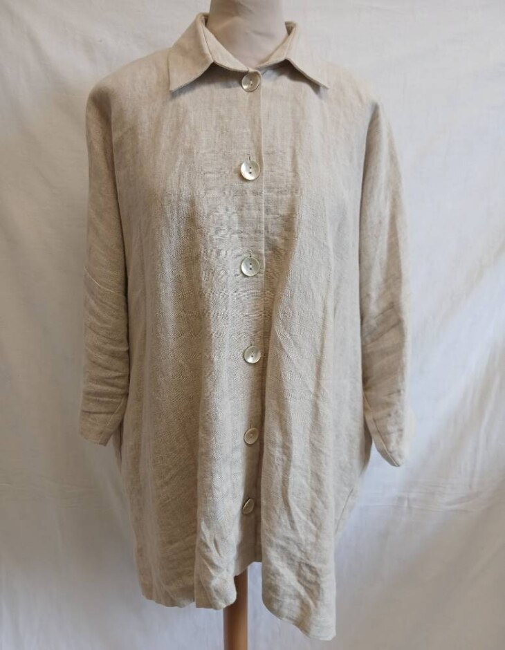 Shapes Of London Linen Tunic Top Beige Size: Xl