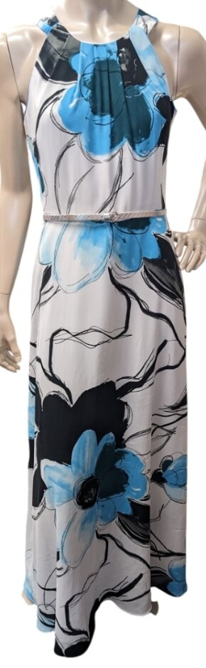 Roman Halterneck Belted Maxi Dress  Multi-coloured Size: 10