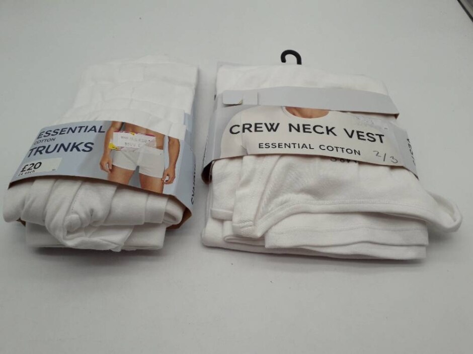 M&s Nwot Men's Essential  Cotton Trunks & Vests 2xbundle White Size: S