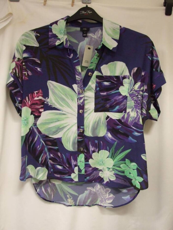 River Island Short Sleeve Blouse Multicoloured Size: S