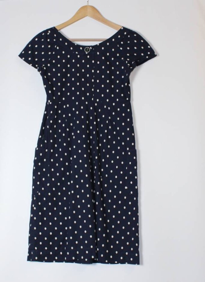 Joules Navy/white Poka Dress Navy Blue Size: 8