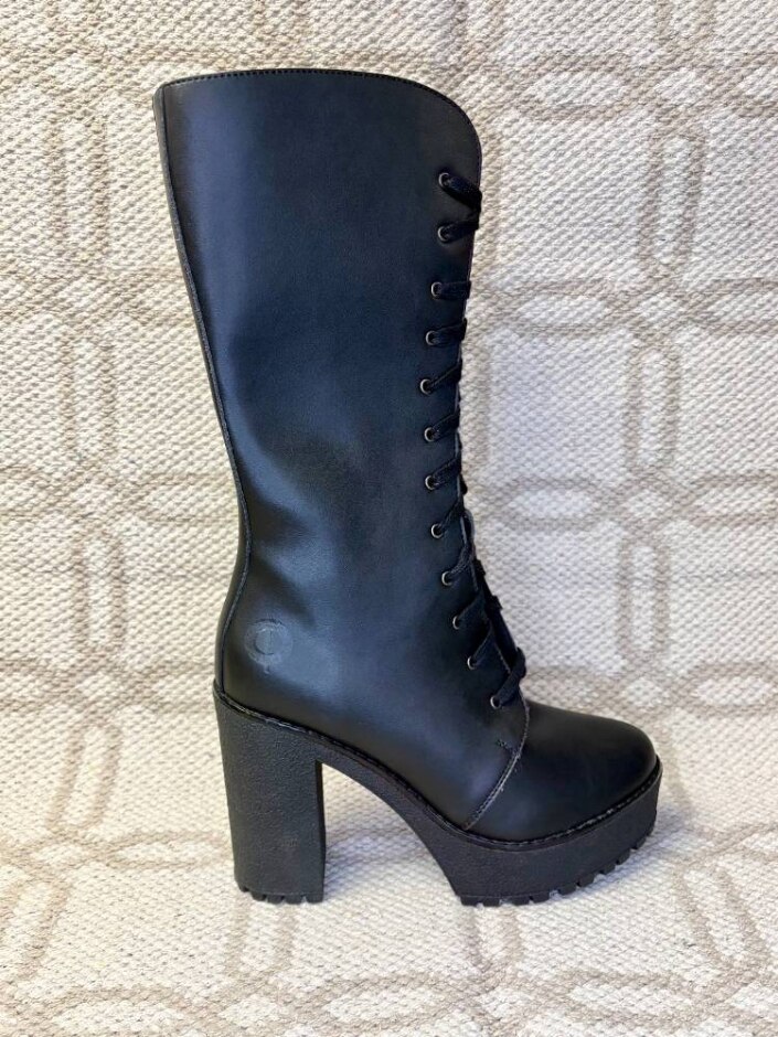 Altercore Vegan Leather Heeled Lace Up Boots Size 6/39