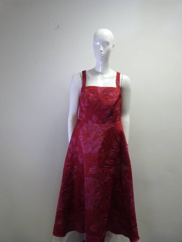 Azazie Atelier Floral Midi Dress Red, Hot Pink Size: 20