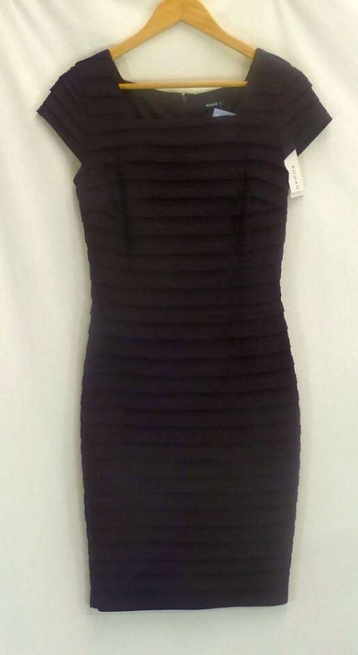 Roman Stretchy Shift Dress Burgundy Size: 10