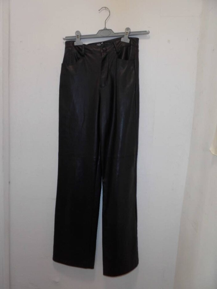 M&s Trousers Leather Look Trousers Black Size: 20
