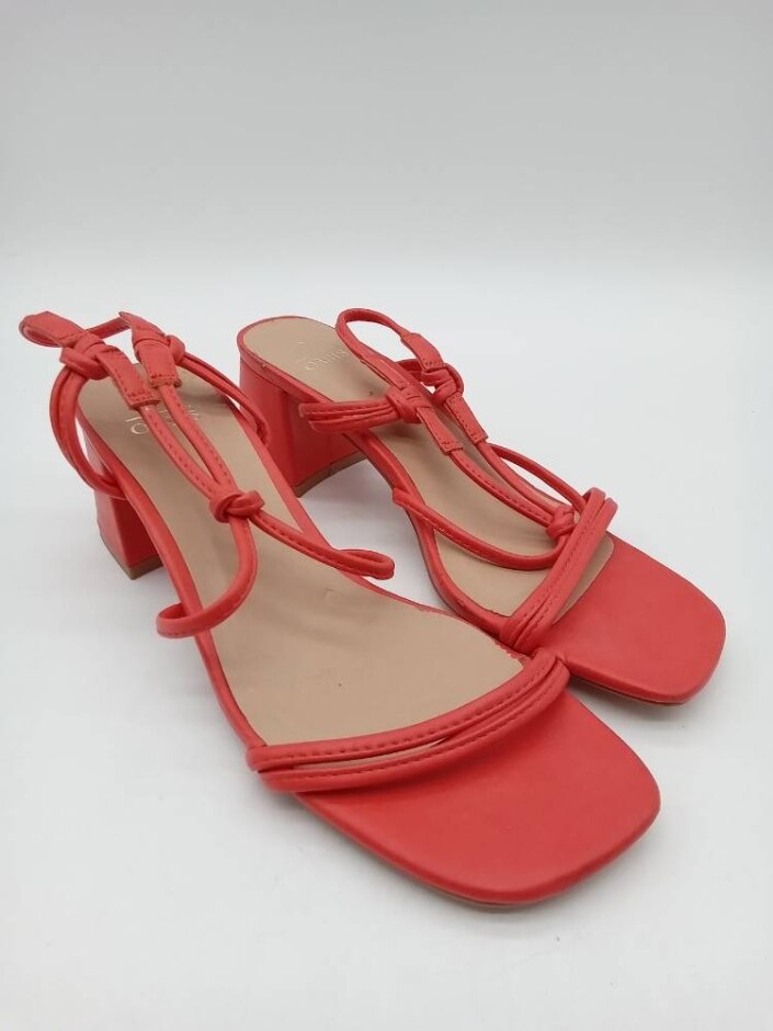 Oasis Strappy Square Toe Slingback Chunky Heel Orange Size 5