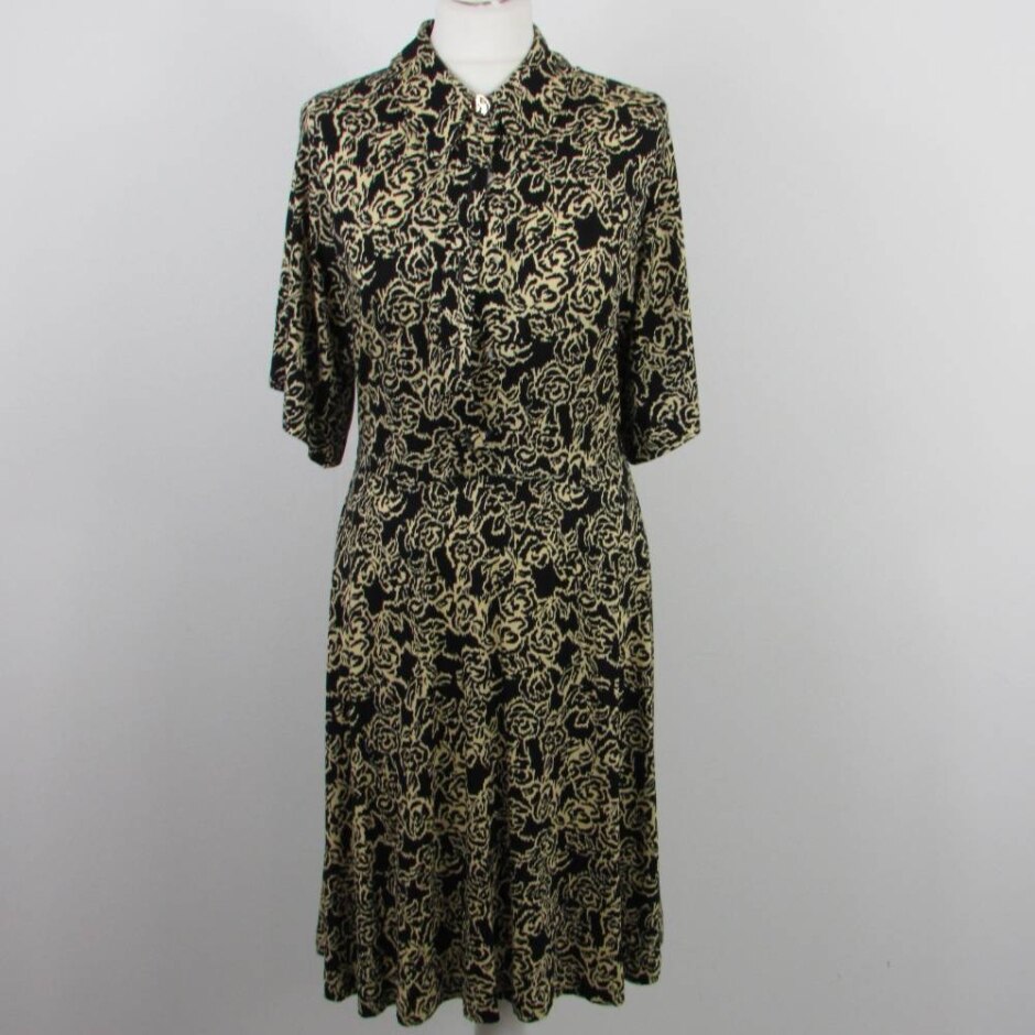 Jigsaw Shirt Dress Black/cream Size: M