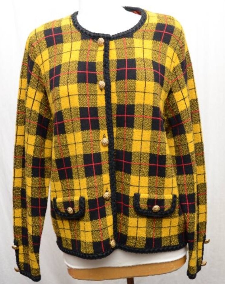 M&s Marks & Spencer Box Jacket Black + Yellow Size: 16
