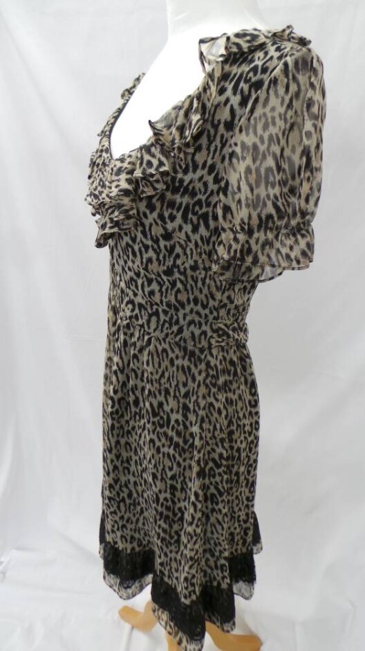 Oasis Occasion Animal Print Dress Brown Size: 10