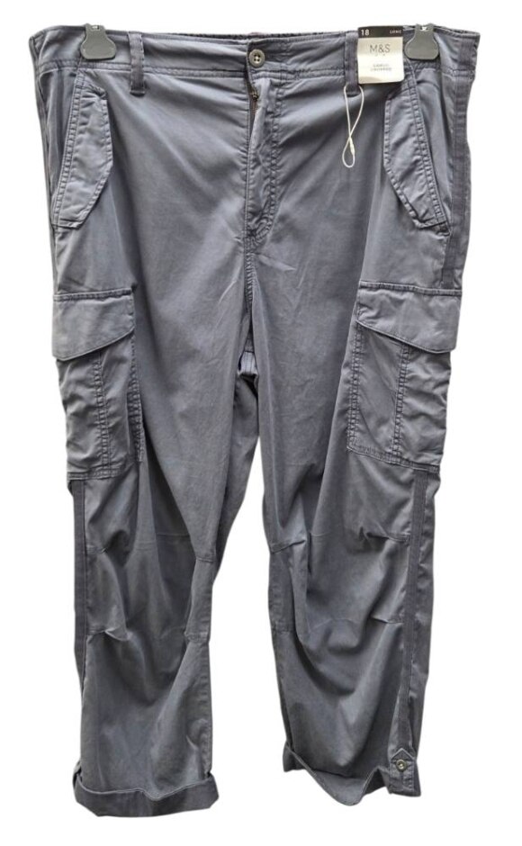 M&s Marks & Spencer Cargo Trousers Blue Size: 18
