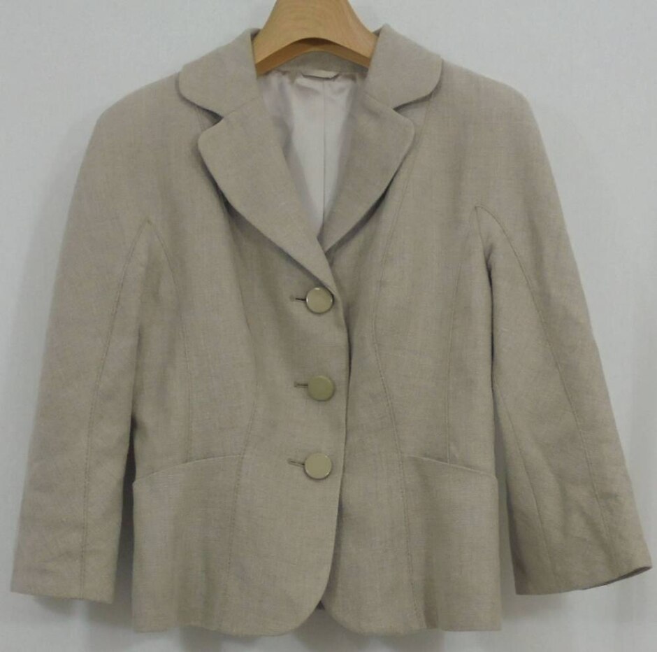 Hobbs Linen Blazer Oatmeal Size: 8