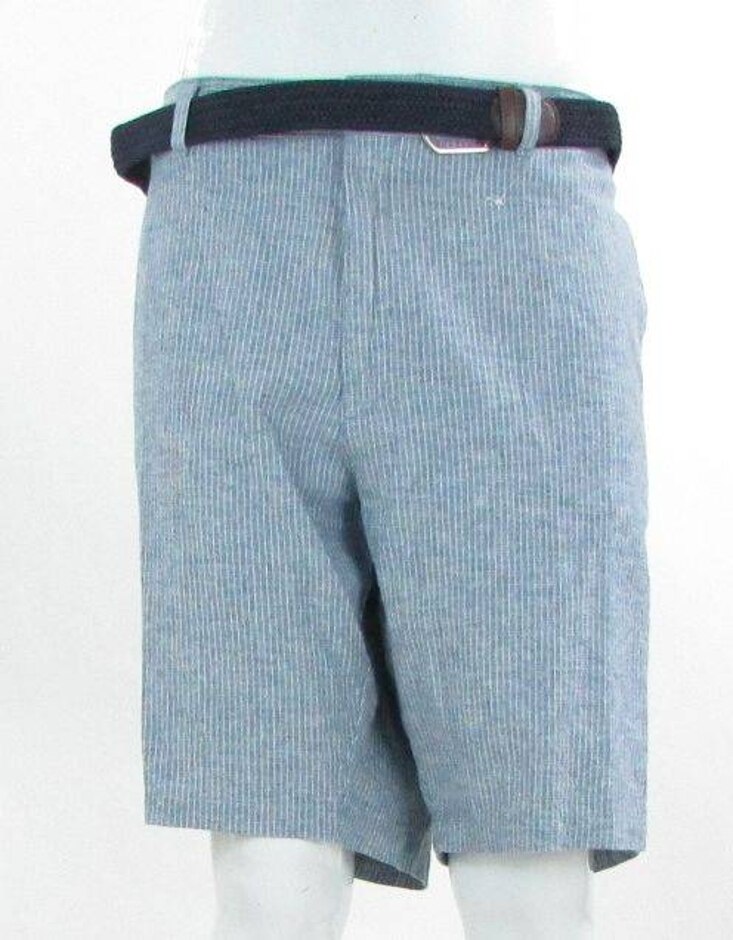 Bnwot M&s Linen Rich Shorts With Belt Light Navy Size: 44