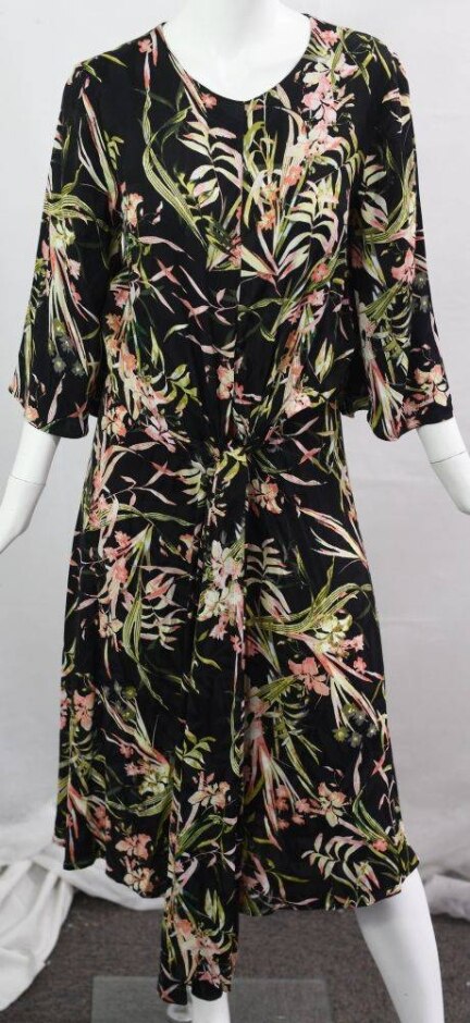 M&s Collection Floral Dress With Large Tie Multicoloured Size: 10