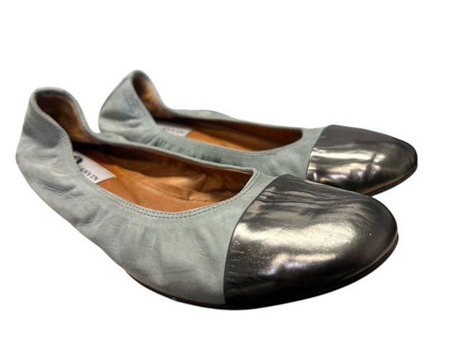 Lanvin Ballerina Shoes In Grey And Gunmetal Size 6.5