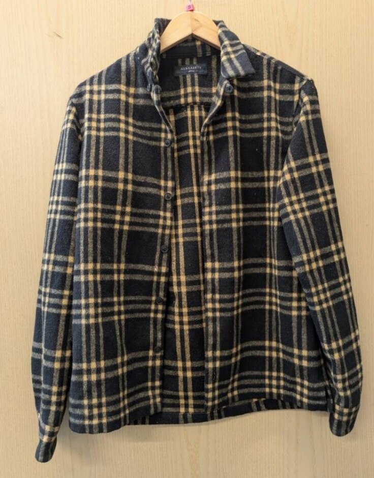 All Saints Zenith Shirt Black & Yellow Size: S