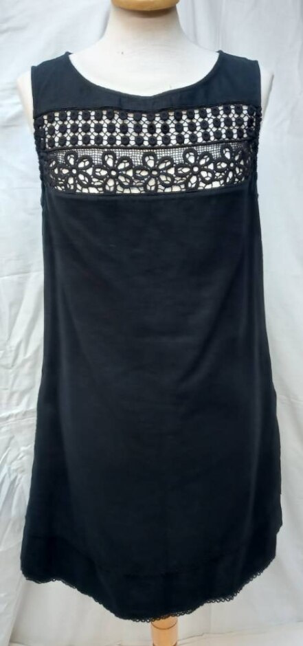 Bnwt Next Peteite Sleeveless Linen Dress Black Size: 12