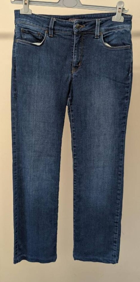 Nydj Petite Straight Leg Jeans Blue Size: 8