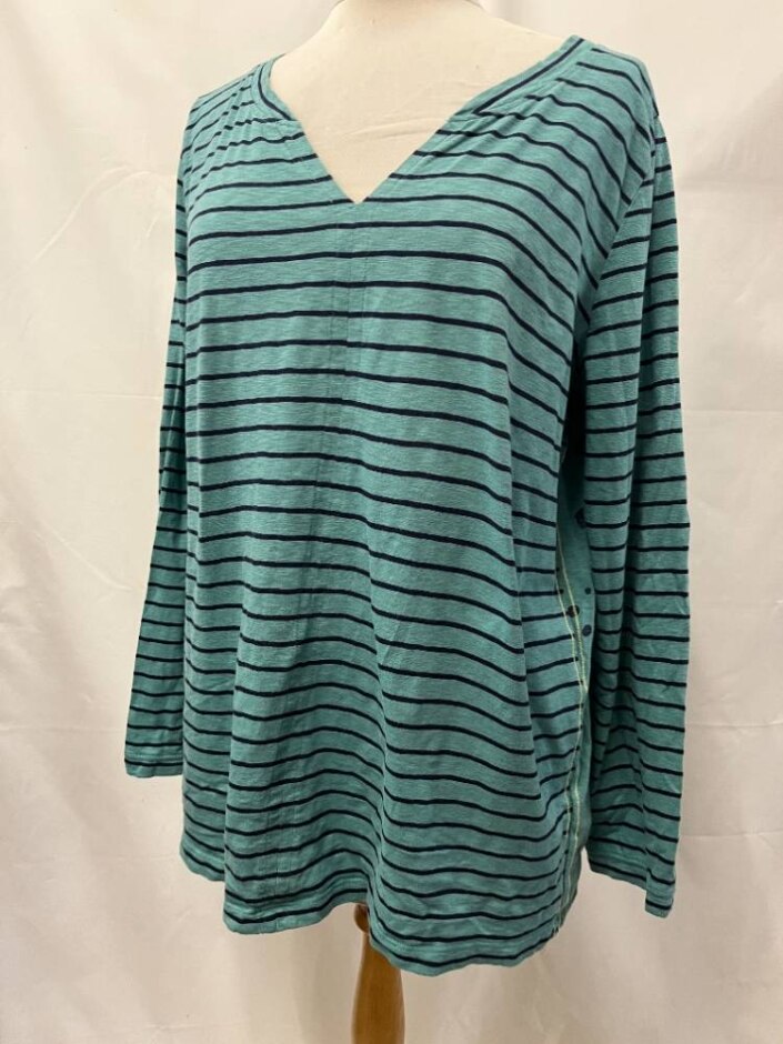White Stuff Striped Long Sleeve T-shirt Blue/green Size: 20
