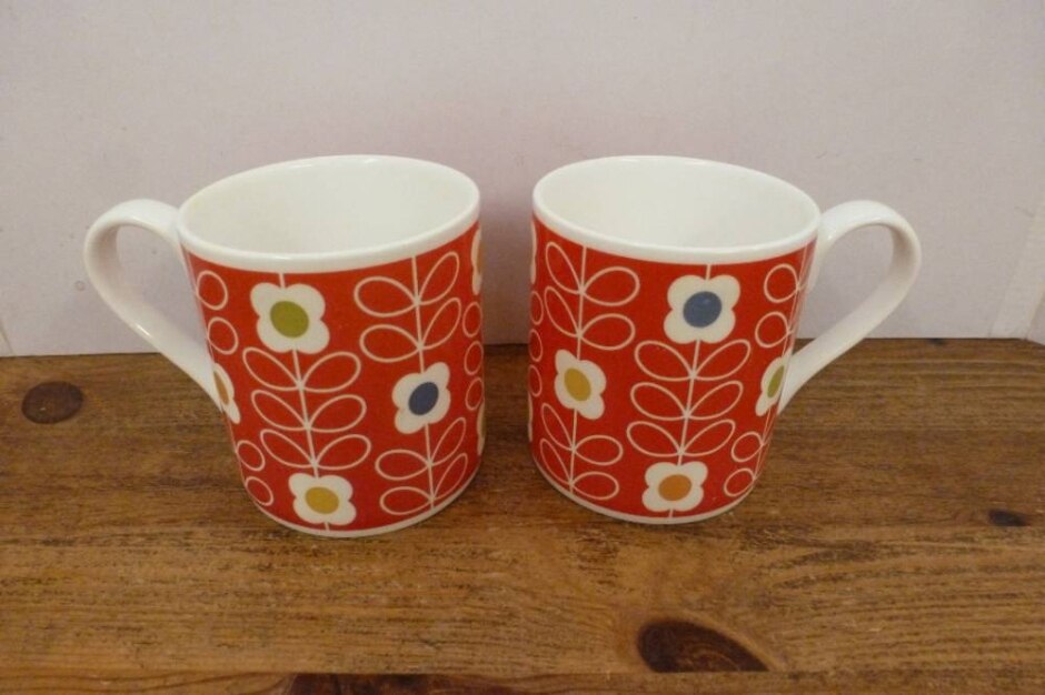A Pair Of Orla Kiely Floral Mugs - Bone China