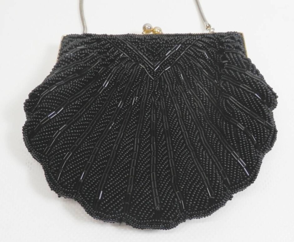 Vintage Black Beaded Evening Clutch/shoulder Bag