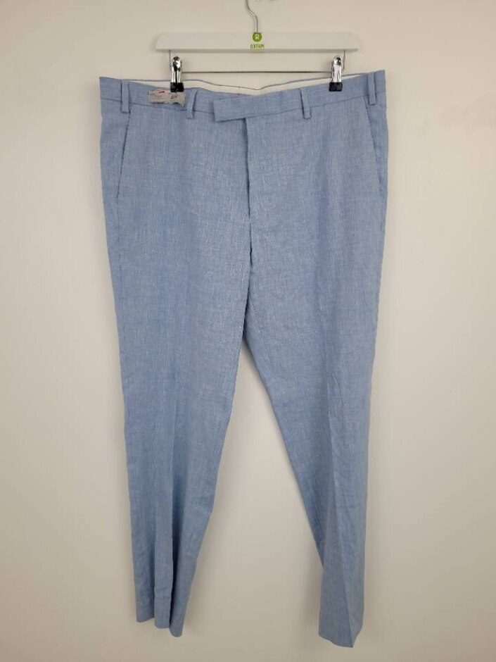 M&s  Linen Tailored Trousers Blue  Size: 40