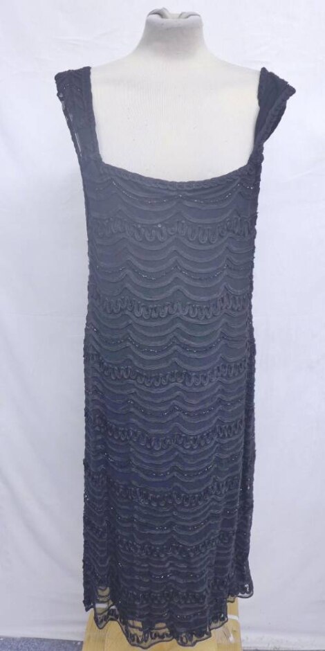 Phase Eight Wavy Lacework Evening Dress Onyx Black Size: 18