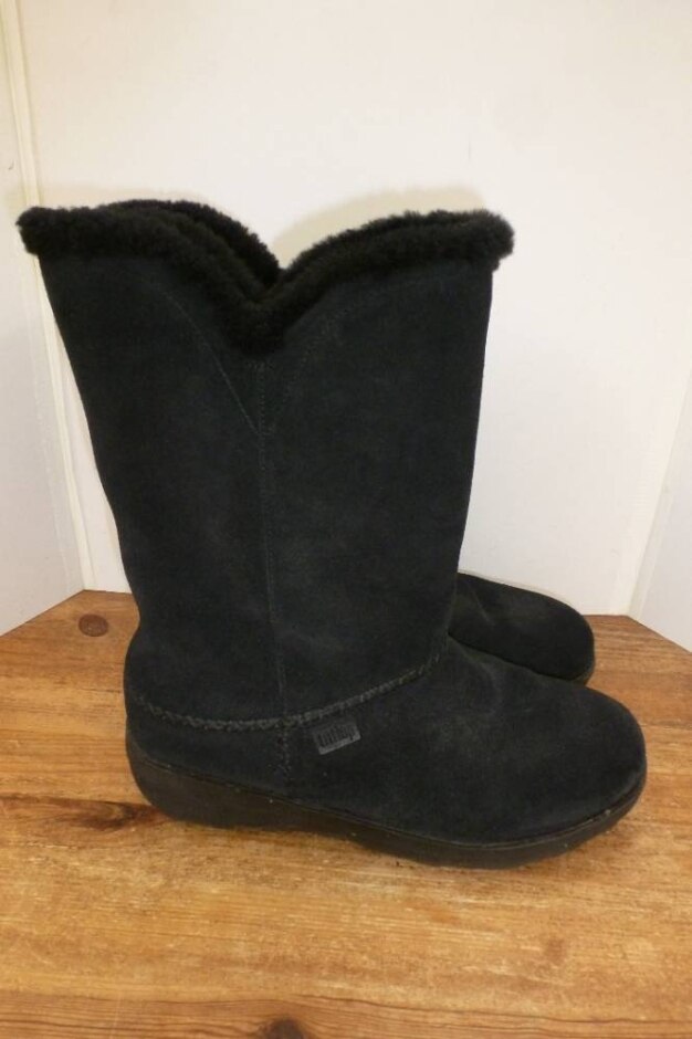 Black Suede Fitflop Boots Size 7 Eu 40
