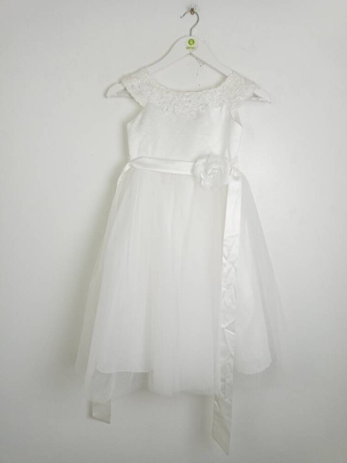 Girls Charles Bailey Flower Girl Poof Dress Aged 8 White Belted Tulle