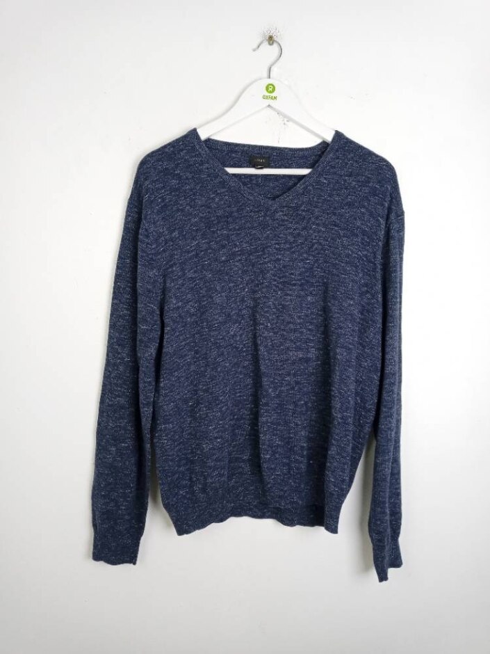 J.crew 100%cotton Men's V-neck Jumper Navy Size: Xl
