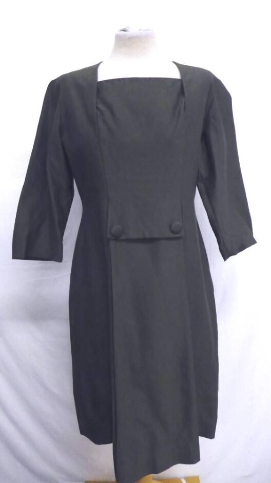 Maxmos Vintage Box Collar Empire Dress Oak Leaf Green Size: 12