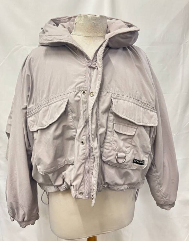 Urban Outfitters Puffer Coat Cream Purple Size: S