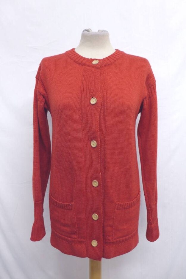Woolovers Pocketed Woollen Cardigan Cherry Red Size: S
