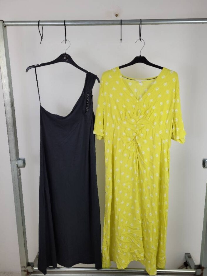 M&s Per Una 2x Dresses One Shoulder Midi Yellow Black Size: 16