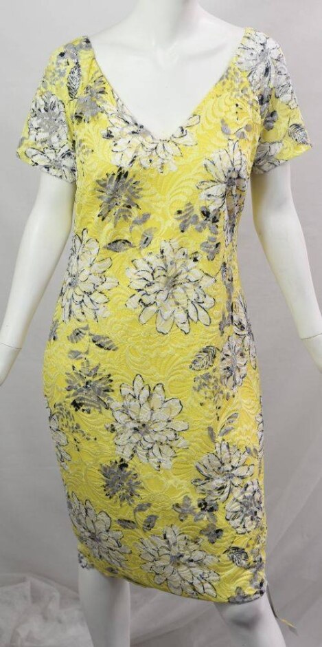 Together Lacework Floral Dress Yellow/white Size: 10