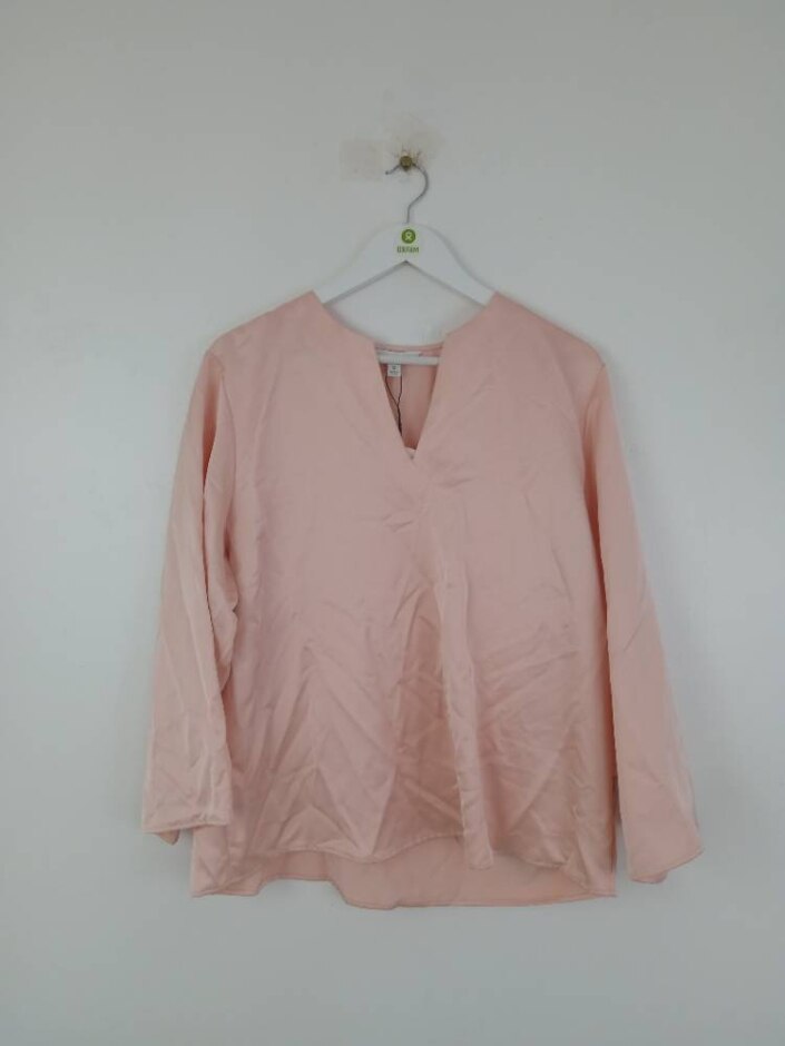 Autograph New Women's Satin Long Sleeve Top Rrp £55 Blush Size: 12