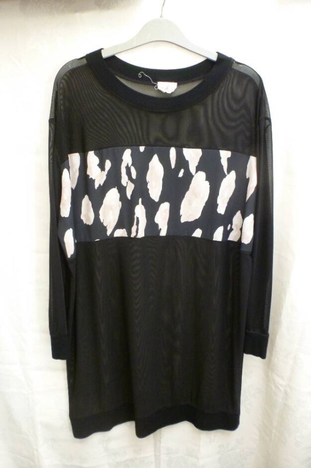 Postcards From Brighton  Sheer Tunic Dress Black Cream Size: L