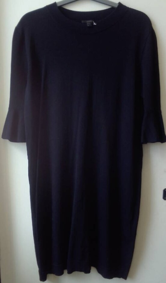 Cos Flounce Sleeves Knitted Dress Navy Size: M