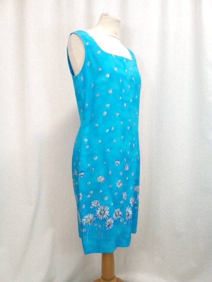 M&s Marks & Spencer Vintage Dress Turquoise Size: S