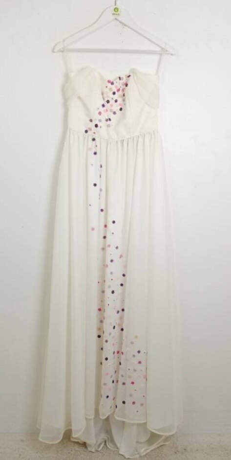 Ivy Wedding Collections Ildiko Manner Wedding Dress Ivory Size S Chiffon Floral Cascade Fairy New